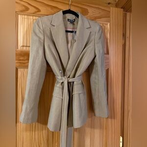 Linen self tie blazer